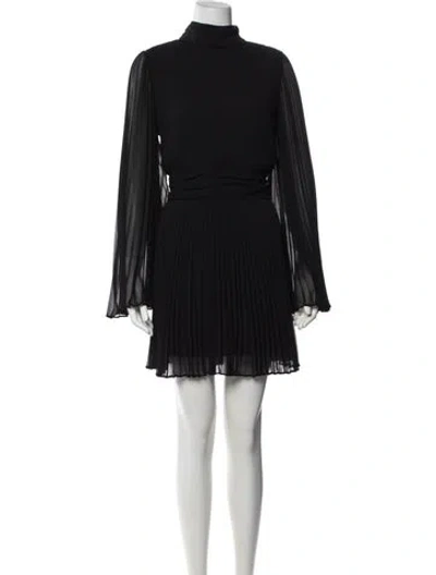 Pre-owned Milly Mock Neck Mini Dress In Black