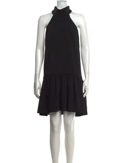 Pre-owned Milly Mock Neck Mini Dress In Black