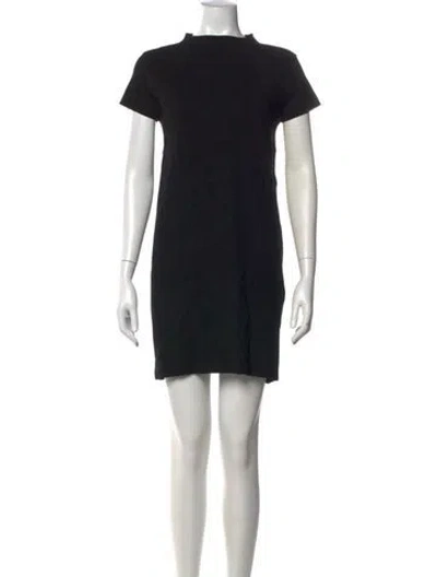 Pre-owned Milly Mock Neck Mini Dress In Black