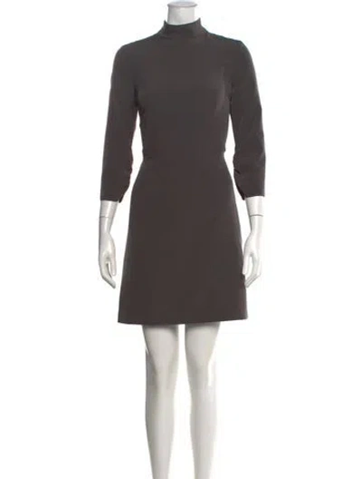 Pre-owned Milly Mock Neck Mini Dress In Gray