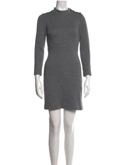 Pre-owned Milly Mock Neck Mini Dress In Grey