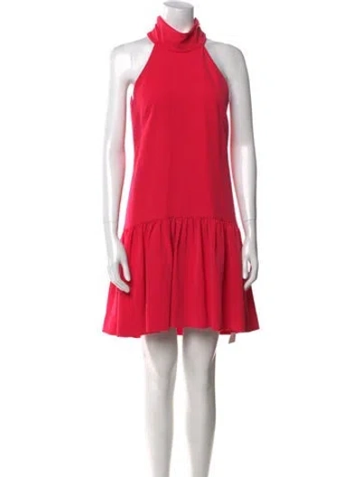 Pre-owned Milly Mock Neck Mini Dress In Red