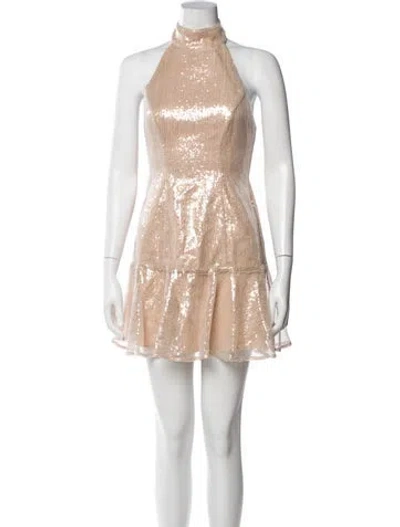 Pre-owned Milly Mock Neck Mini Dress W/ Tags In Neutral