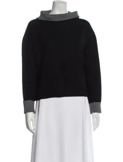 Pre-owned Milly Mock Neck Sweater In Black