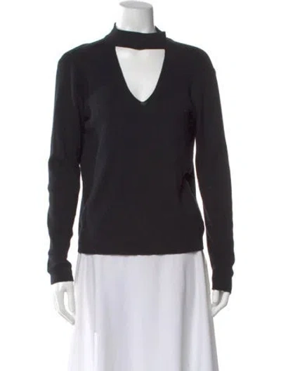 Pre-owned Milly Mock Neck Sweater In Black