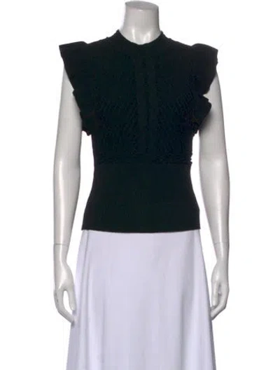 Pre-owned Milly Mock Neck Sweater In Black