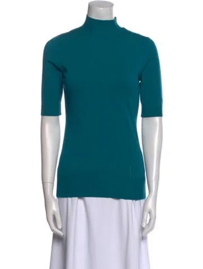 Pre-owned Milly Mock Neck Sweater In Blue