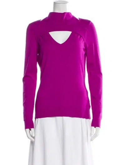 Pre-owned Milly Mock Neck Sweater In Purple