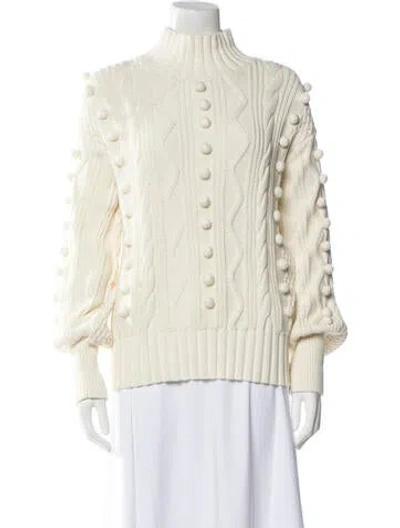 Pre-owned Milly Mock Neck Sweater In White