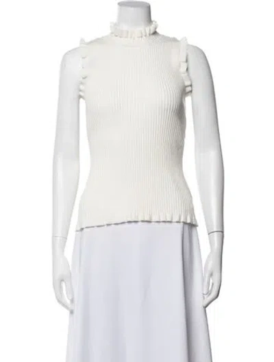 Pre-owned Milly Mock Neck Sweater In White