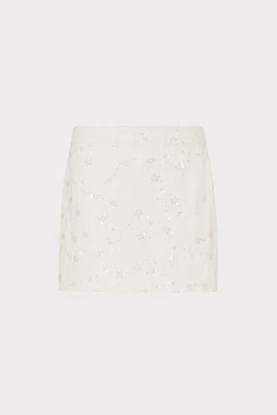 Milly Modern Mini Beaded Skirt In White