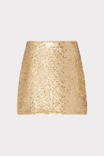 Milly Modern Mini Dot Sequin Skirt In Brown