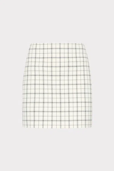 Milly Modern Mini Plaid Skirt In White