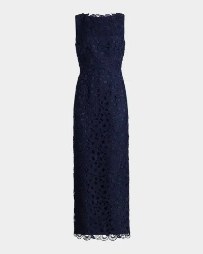 Milly Molly Lace Gown Maxi Dress In Blue