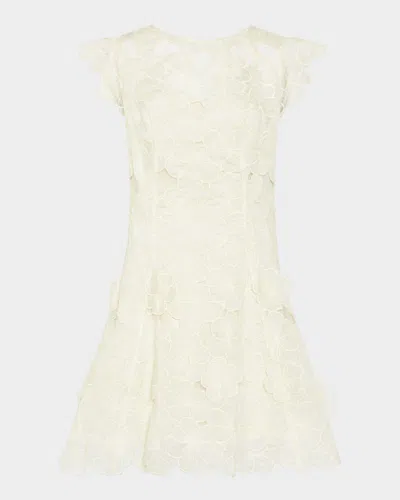 Milly Myla Embroidered Mini Dress In Neutral