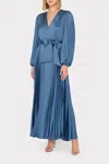 Milly Nadie Solid Pleated Satin Dress In Stone In White