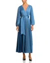 Milly Nadie Solid Pleated Satin Dress In Stone In Stone