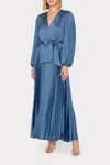 Milly Nadie Solid Pleated Satin Dress In Stone In White