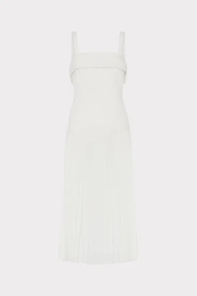 Milly Nala Poplin Pleated Combo Midi Dress