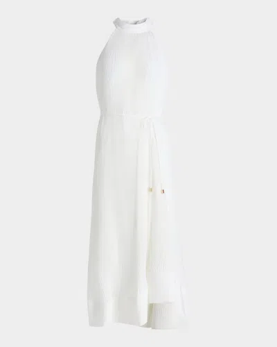 Milly Nalani Pleated Sleeveless High-low Midi Dress In White