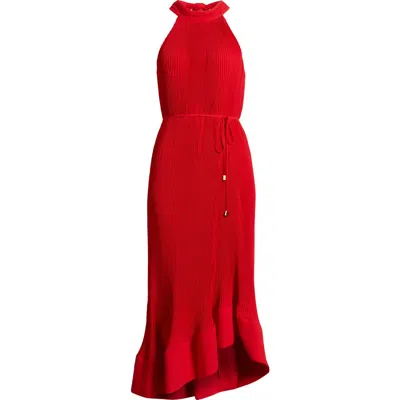 MILLY MILLY NALANI PLISSÉ RUFFLE HEM MAXI DRESS
