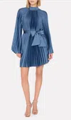 Milly Nandi Long Sleeve Pleated Satin Minidress In White