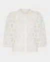 Milly Nannie Circular Embroidery Eyelet Short Sleeve Top In White