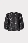 Milly Nannie Textured Lace Long Sleeve Top In Black