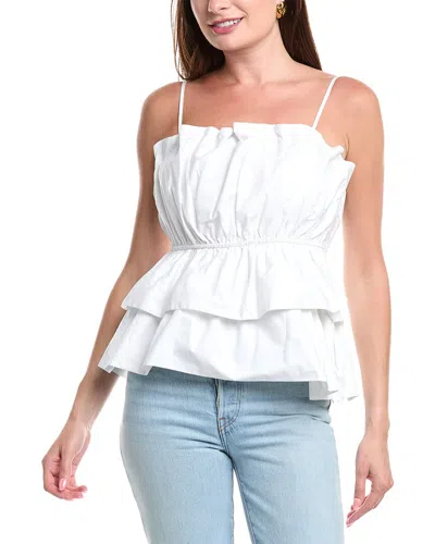 Milly Naomi Poplin Top In White