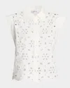 Milly Natalia Eyelet-embroidered Cotton Top In White