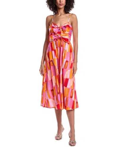 Milly Natasha Poplin Midi Dress In Pink