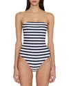 Milly Nautical Metallic Stripe Strapless One Piece In Black