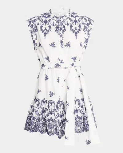 Milly Neelie Floral Eyelet-embroidered Mini Dress In White