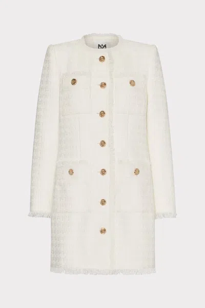 Milly Neile Boucle Long Jacket In Red