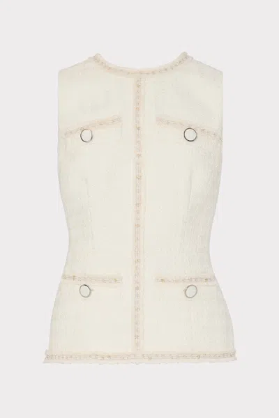 Milly Nette Boucle Sleeveless Top In Ecru