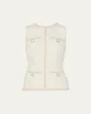 Milly Nette Boucle Sleeveless Top In Ecru