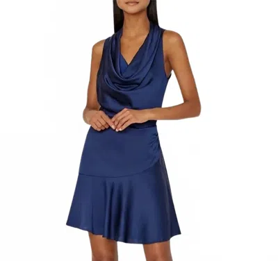 Milly Nia Satin Cowl Dress In Blue