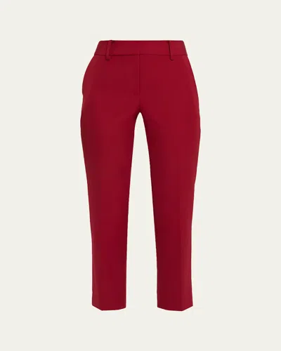 Milly Nicola Cropped Slim Cady Pants In Burgundy
