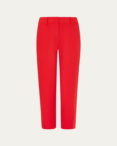 Milly Nicola Cropped Slim Cady Pants In Red