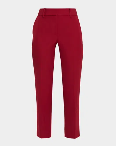 Milly Nicola Cropped Slim Cady Pants In Red