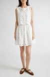 Milly Nicolette Floral Eyelet Two-piece Look Dress In White