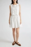 Milly Nicolette Floral Eyelet Two-piece Look Dress In White