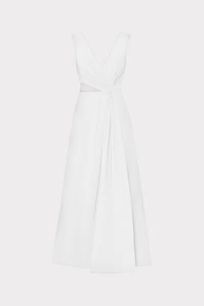 Milly Nidra Stretch Poplin Cutout Maxi Dress In White
