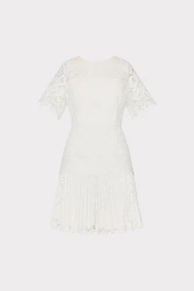 Milly Nikoletta Mixed Laces Pleated Mini Dress