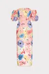 Milly Nira Lily Floral Embroidered Midi Dress In Multicolor