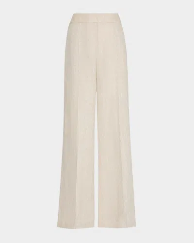 Milly Noa Wide-leg Linen Pants In Natural