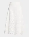 Milly Noella Eyelet Floral-embroidered Midi Skirt In White