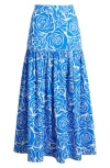 Milly Noemi Rose Tiered Poplin Maxi Skirt In Blue