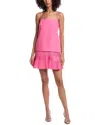 Milly Nola Pleated Flounce Cotton Poplin Mini Dress In Pink