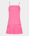 Milly Nola Pleated Flounce Cotton Poplin Mini Dress In Pink